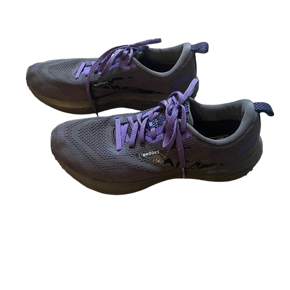 Brooks Revel 6 Womens Running Shoes Grey Purple Knit Performance Sneakers Size 8